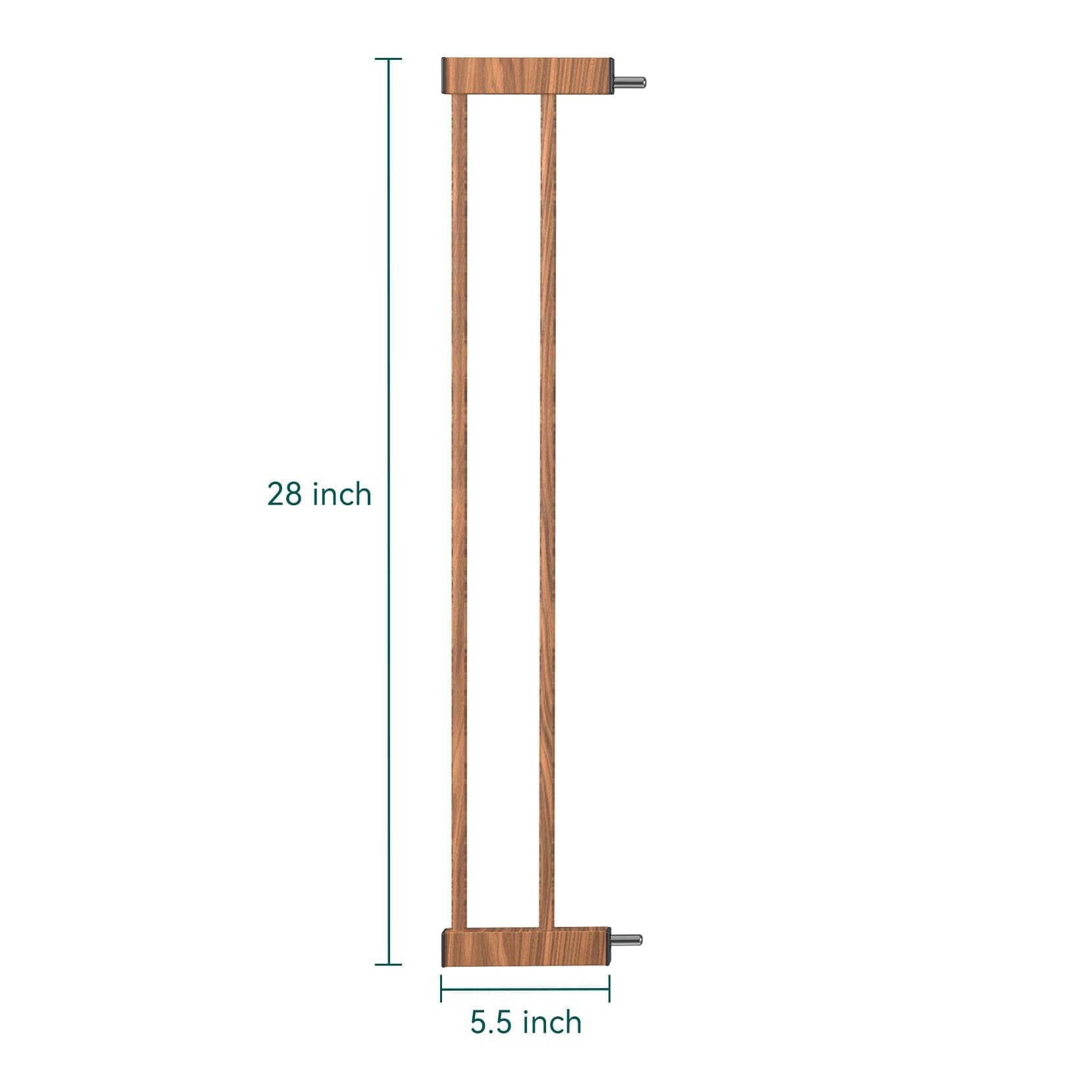 Babelio Baby Metal Gate Extension with Wood Pattern, 5.5''(14 cm) Extra Wide Pet Gate for Stairs & Doorways, Pressure Mounted Dog Gate, 28" Tall - babeliobaby