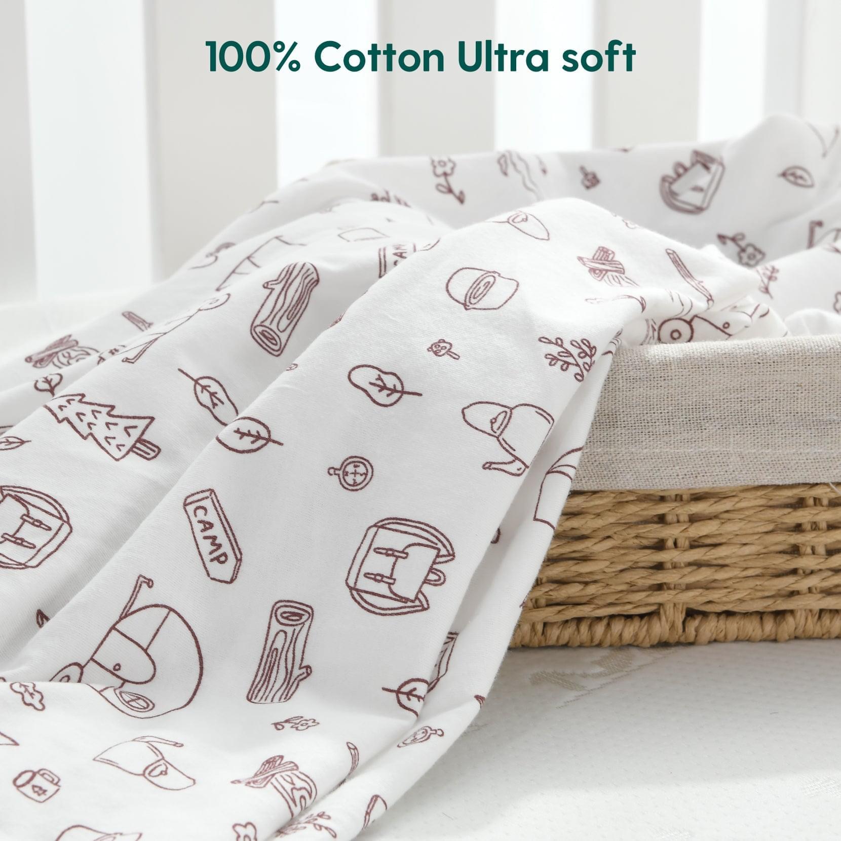 Babelio Fitted Crib Sheets for Standard Crib & Toldder Mattress, 100% Cotton, 52 x 28 x 8 inches (Pack of 1) - Camping - babeliobaby