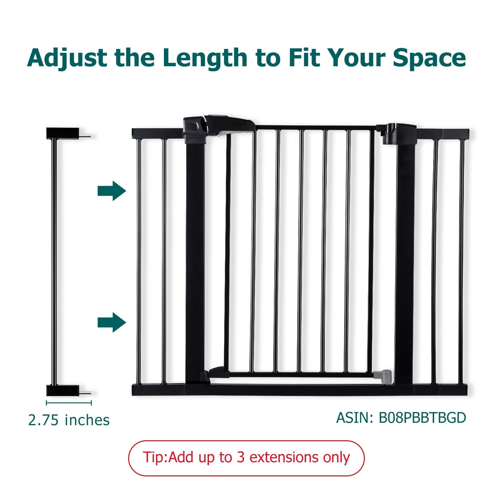 Babelio Metal Baby Gate Dog Gate, 2.7'' Extension, 30'' Tall - babeliobaby