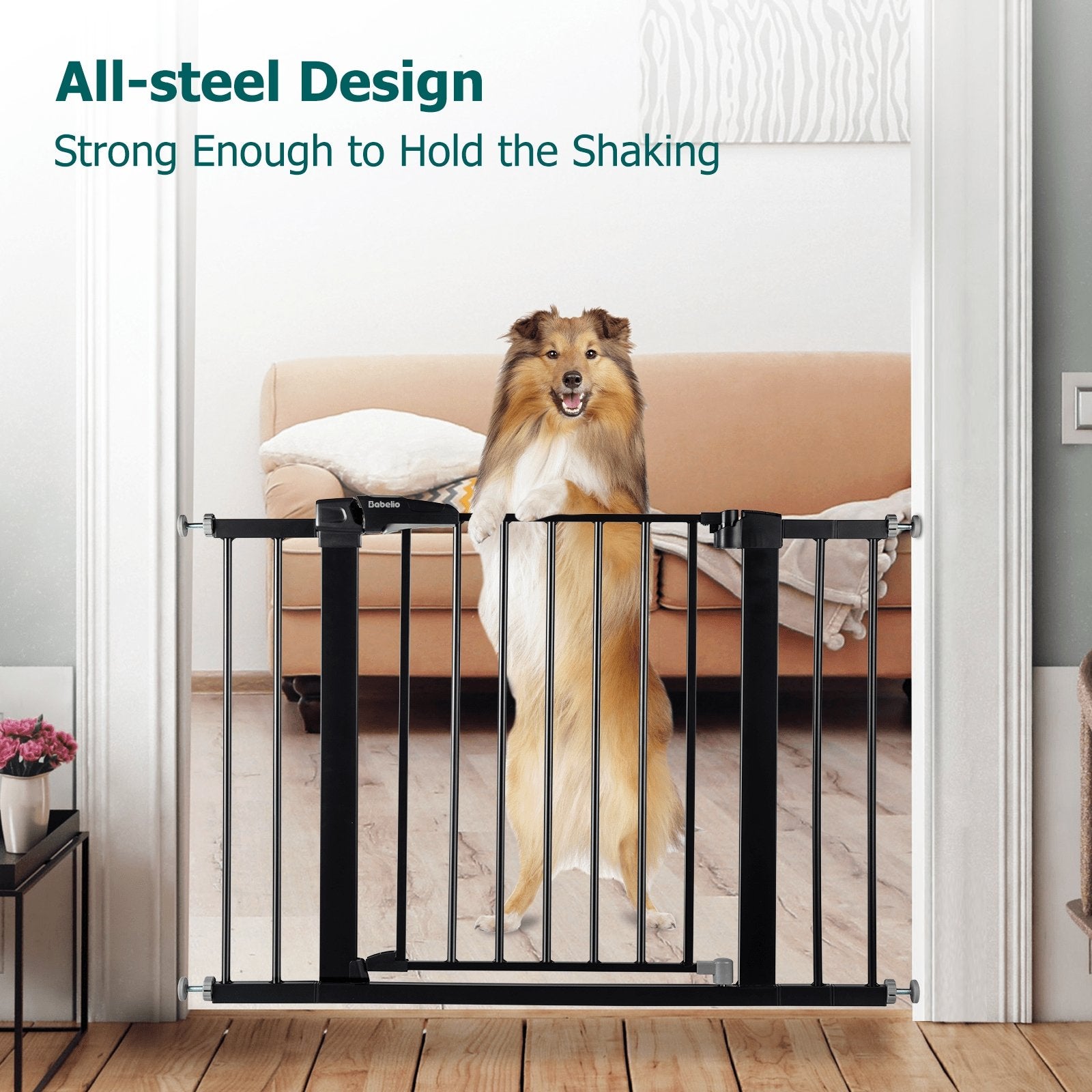 Babelio Metal Baby Gate Dog Gate, 2.7'' Extension, 30'' Tall - babeliobaby
