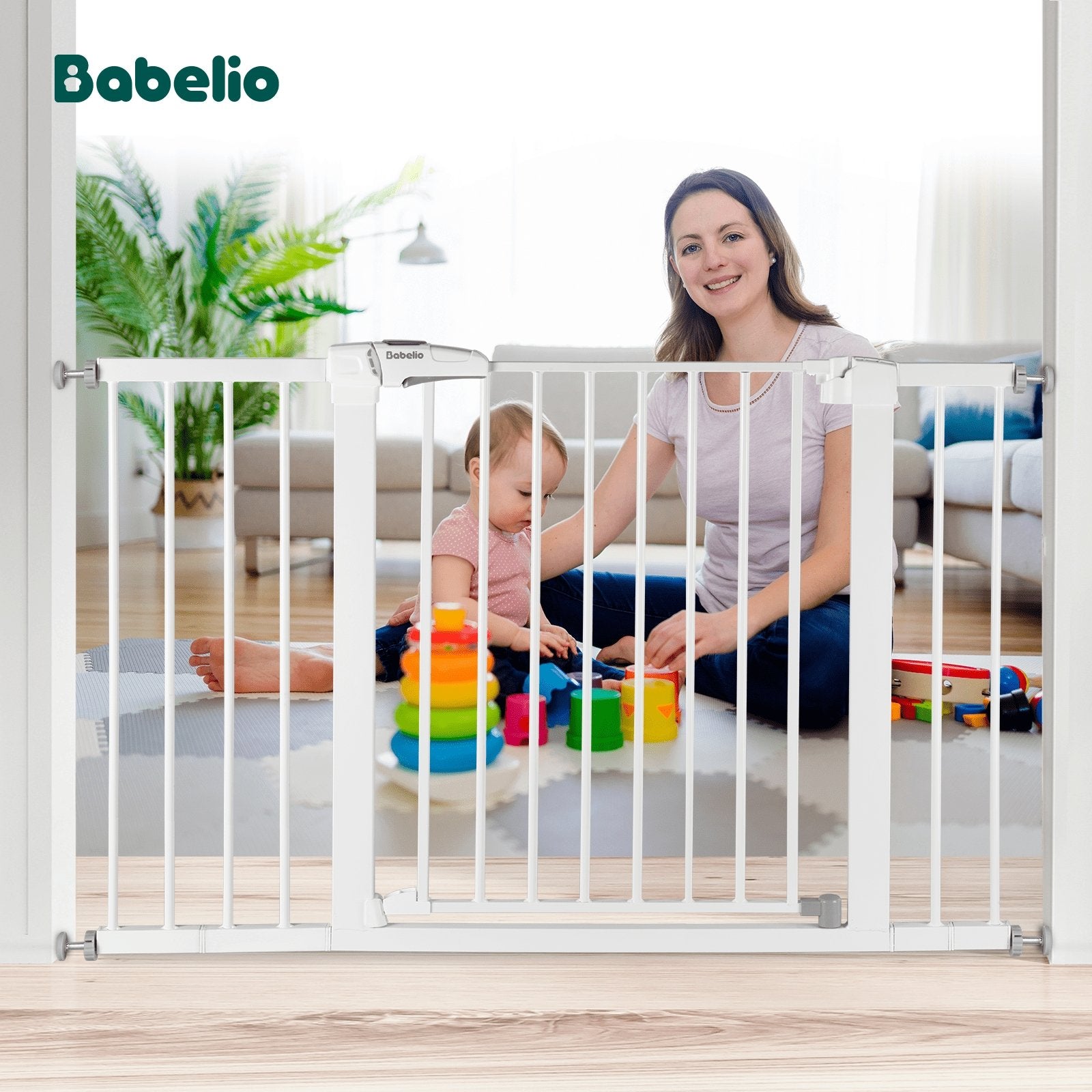 BABELIO Metal Baby Gate Dog Gate, 2.75 Inch and 5.5 Inch Extension, Extra Wide Pet Gate, 28" Tall - babeliobaby