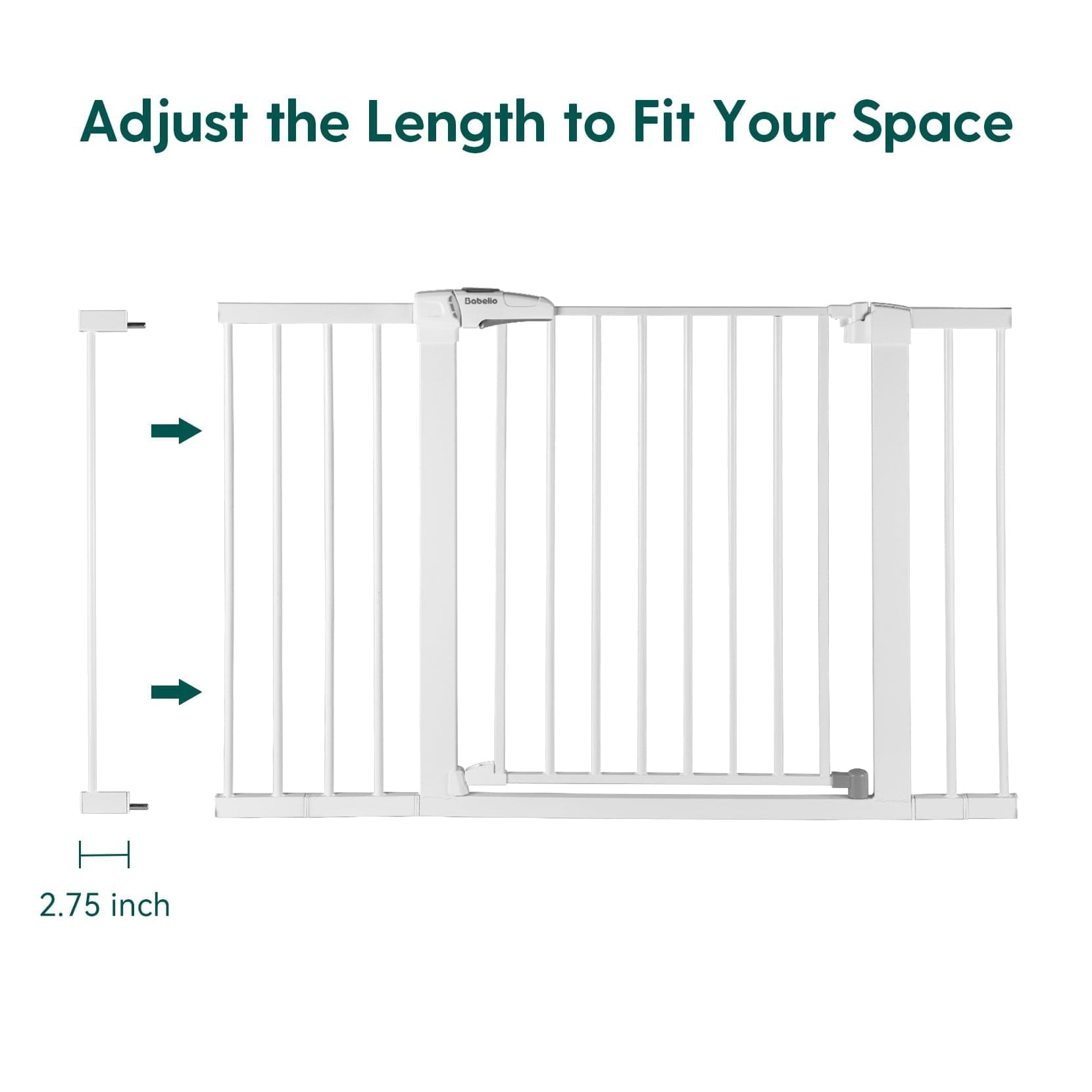 BABELIO Metal Baby Gate Dog Gate, 2.75 Inch and 5.5 Inch Extension, Extra Wide Pet Gate, 28" Tall - babeliobaby