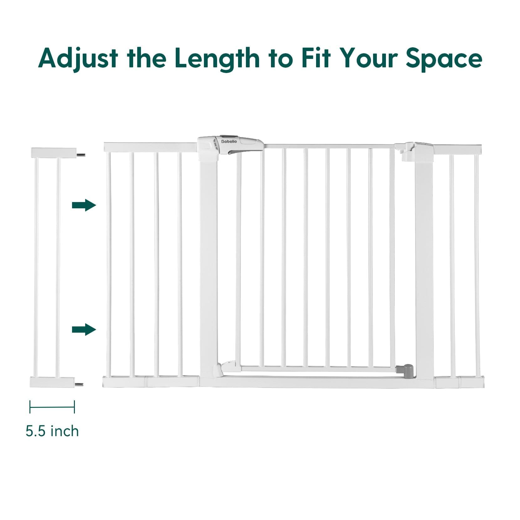 BABELIO Metal Baby Gate Dog Gate, 2.75 Inch and 5.5 Inch Extension, Extra Wide Pet Gate, 28" Tall - babeliobaby