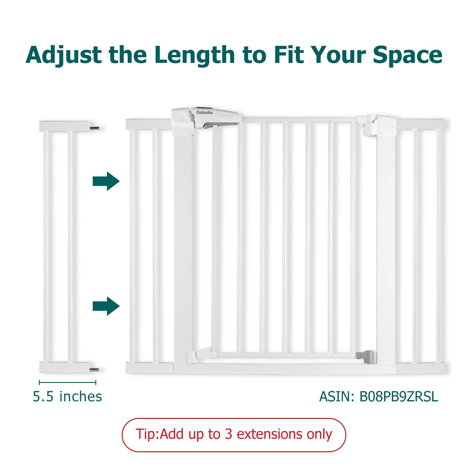 Babelio Metal Baby Gate Dog Gate, 5.5'' Extension, 30'' Tall - babeliobaby