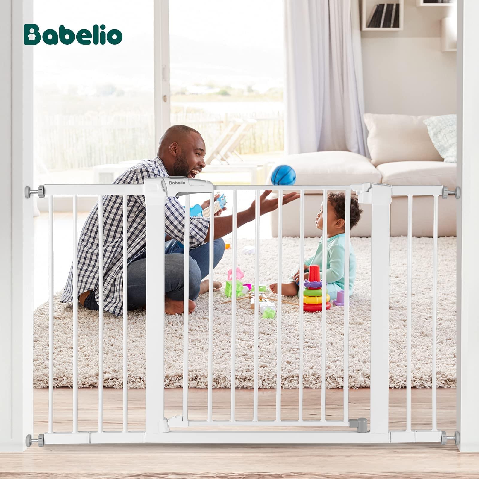 BABELIO Metal Baby/Dog Gate Extender, 2.75/5.5inch (7/14cm) Pet Gate Extension, Extra Wide Pet Gate Accessories for Stairs & Doorways, NO Need Tools NO Drilling, 36" Tall - babeliobaby