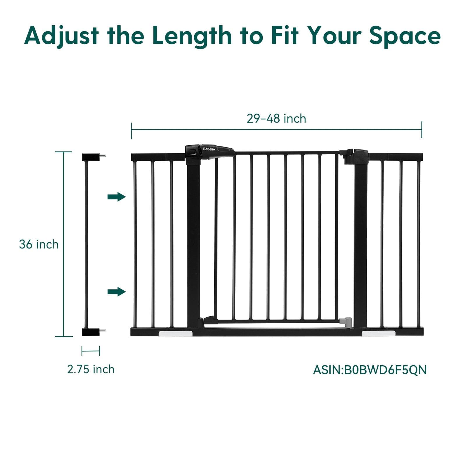 BABELIO Metal Baby/Dog Gate Extender, 2.75/5.5inch (7/14cm) Pet Gate Extension, Extra Wide Pet Gate Accessories for Stairs & Doorways, NO Need Tools NO Drilling, 36" Tall - babeliobaby