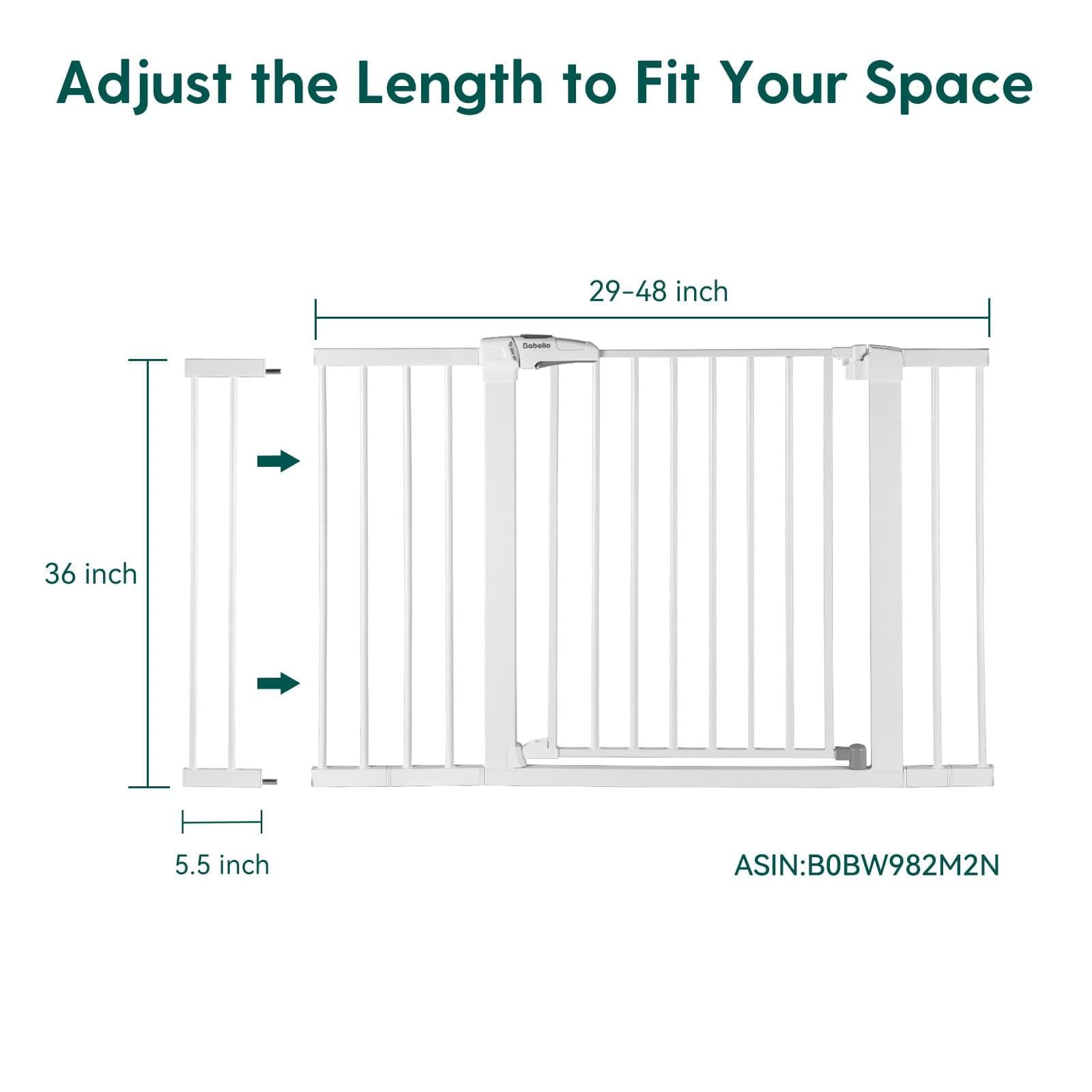 BABELIO Metal Baby/Dog Gate Extender, 2.75/5.5inch (7/14cm) Pet Gate Extension, Extra Wide Pet Gate Accessories for Stairs & Doorways, NO Need Tools NO Drilling, 36" Tall - babeliobaby