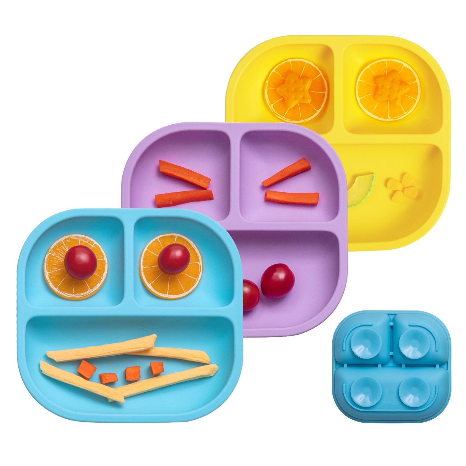 Babelio Powerful Suction Plates for Baby and Toddler, Stay Put with 4 Suction Cups, 3 Pack - babeliobaby