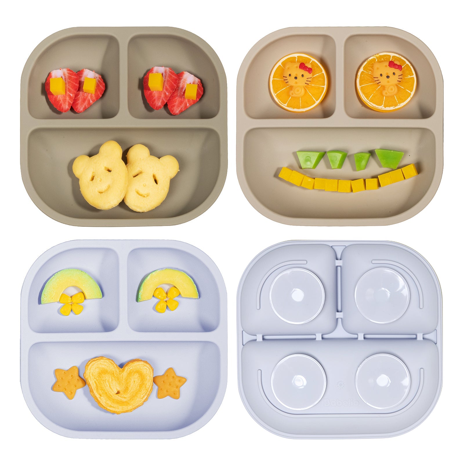Babelio Powerful Suction Plates for Baby and Toddler, Stay Put with 4 Suction Cups, 3 Pack - babeliobaby