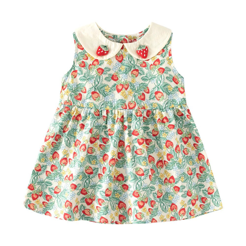 Tiny Cuddling Girls' Princess Dress - New Arrivals 2023, A-line Style with Strawberry Prints - babeliobaby