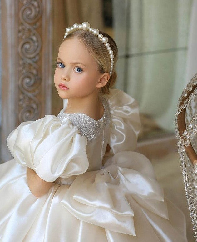 Puffy Flower Girl Dress | Layered Tulle, Short Sleeves, Twirl-Ready