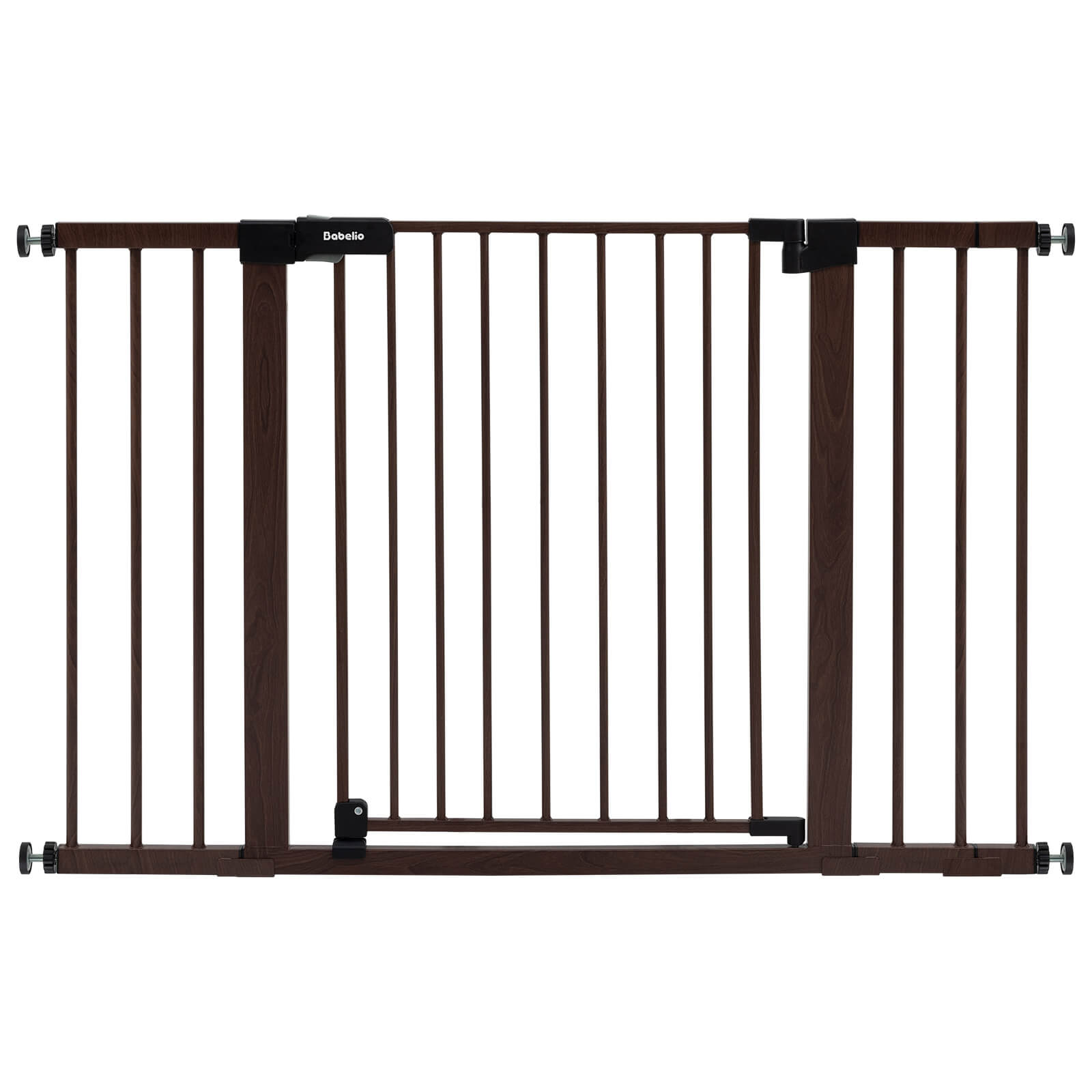 Babelio 30" High Adjustable Metal Baby/Pet Gate with Door – 29-48" Wide, Auto-Close, Wood Pattern, Easy Install
