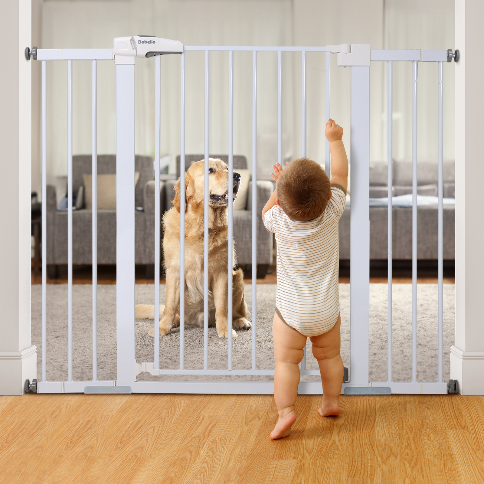 Mom's Choice Award Winner: BABELIO 36" Extra Tall Metal Baby & Pet Gate for Stairs and Doorways