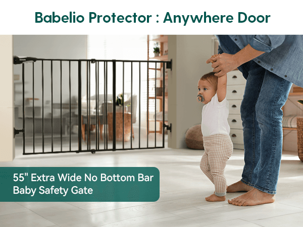 Babelio 31.5 55 Adjustable Baby Dog Safety Gate Auto Close Walk Thru Ideal for Stairs Doorways