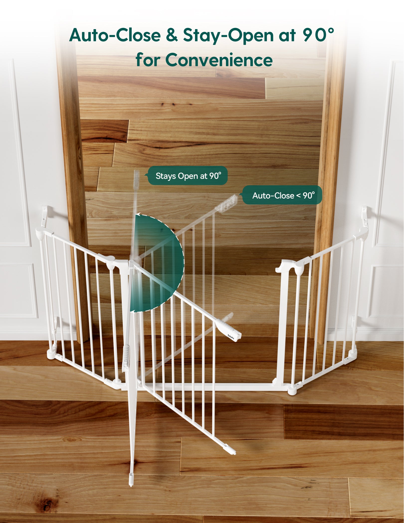 AdaptiZone | Extra Wide Baby Gate, 30" Tall Auto-Close Pet & Child Safety Gate for Stairs