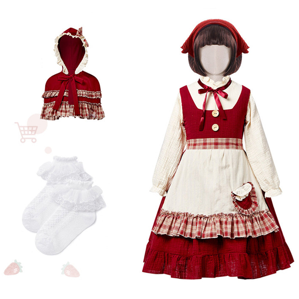 Tiny Cuddling Children's Little Red Riding Hood Costume - Perfect for Stage Plays and Christmas Celebrations