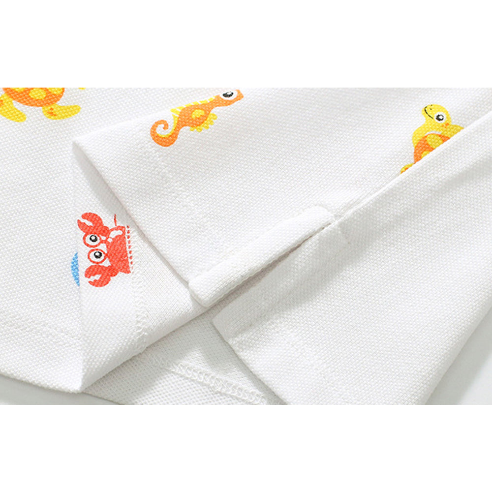 Tiny Cuddling Boys' Playful Cartoon Summer Set with Cotton Tee and Shorts