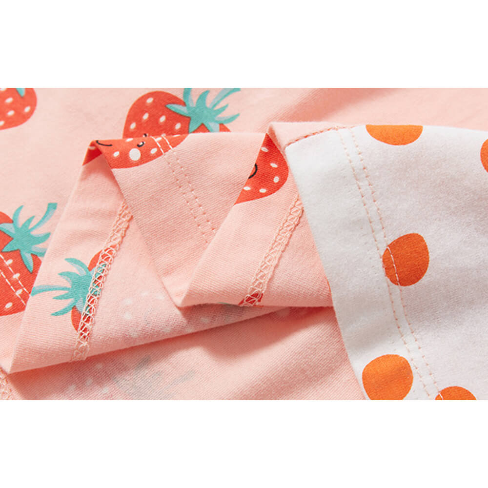 Sweet Summer Strawberry Cotton Dress for Girls - Short Sleeve