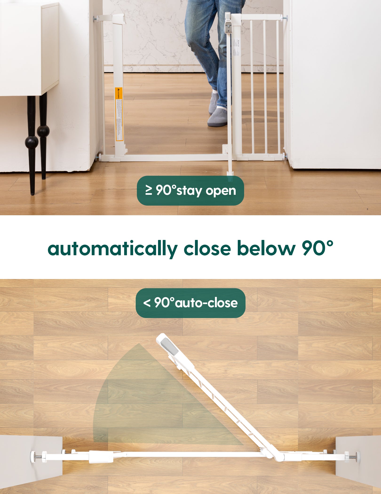 PressGuard P7 Magnetic | Auto-Close Baby Gate for stairs
