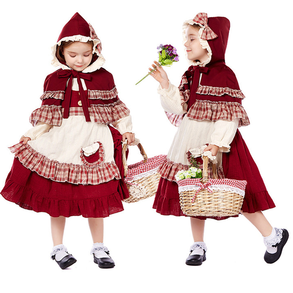 Tiny Cuddling Children's Little Red Riding Hood Costume - Perfect for Stage Plays and Christmas Celebrations