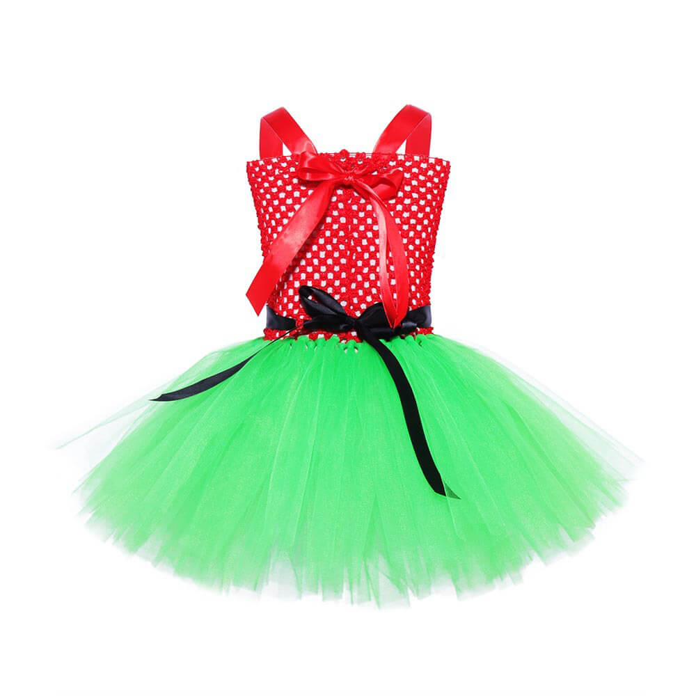 Enchanting Elf Tutu Dress for Kids - Festive Green and Red Tulle Skirt for Christmas