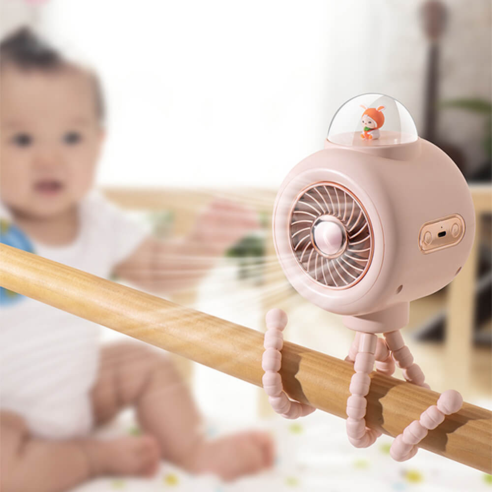 LulliNini 2024 Portable Baby Stroller Fan USB Rechargeable Octopus Fan