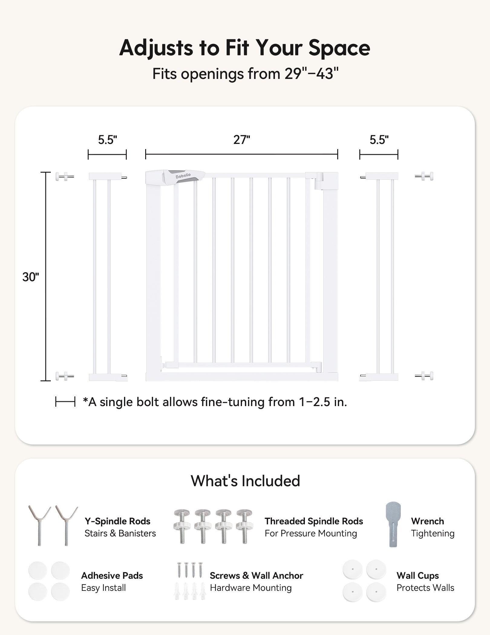 PressGuard C5&P7 | Expandable Baby Gate for stairs