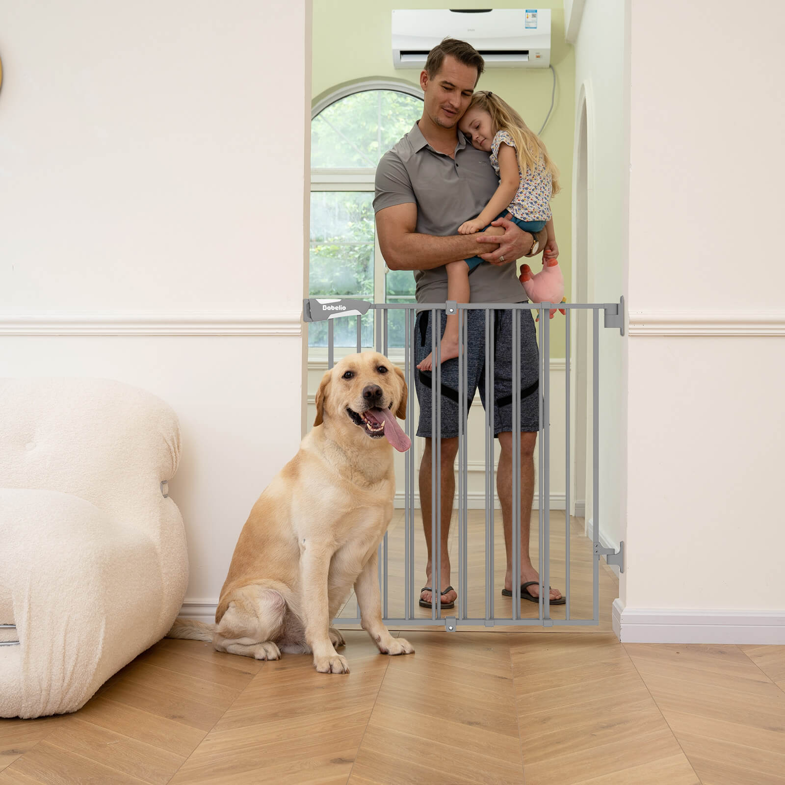 Babelio 34" Extra Tall Auto Close Baby/Dog Gate - No Threshold, 26-43" Wide, for Doorways, Stairs