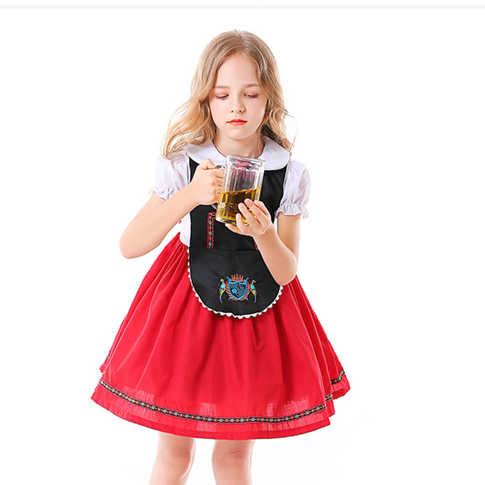 Tiny Cuddling Children's Oktoberfest Bavarian Costume - Red and Black Embroidered Dress