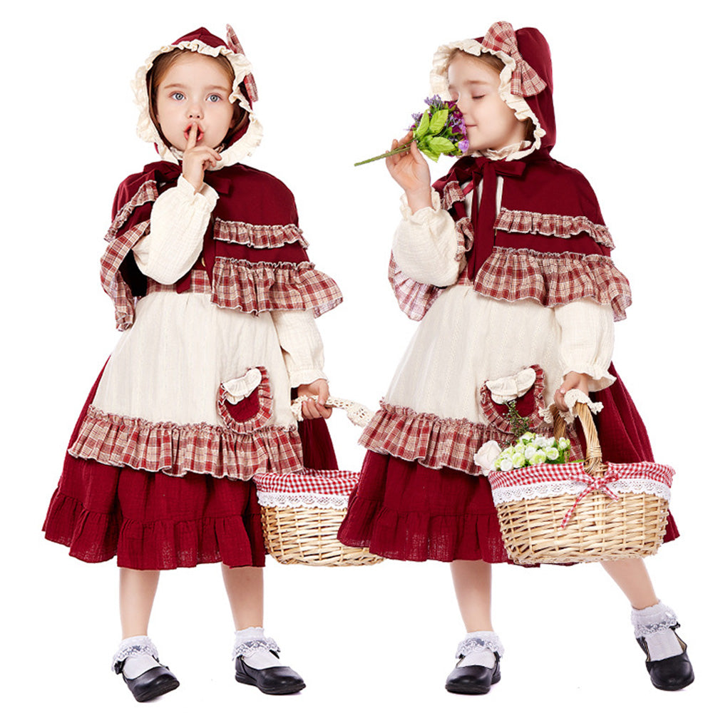 Tiny Cuddling Children's Little Red Riding Hood Costume - Perfect for Stage Plays and Christmas Celebrations