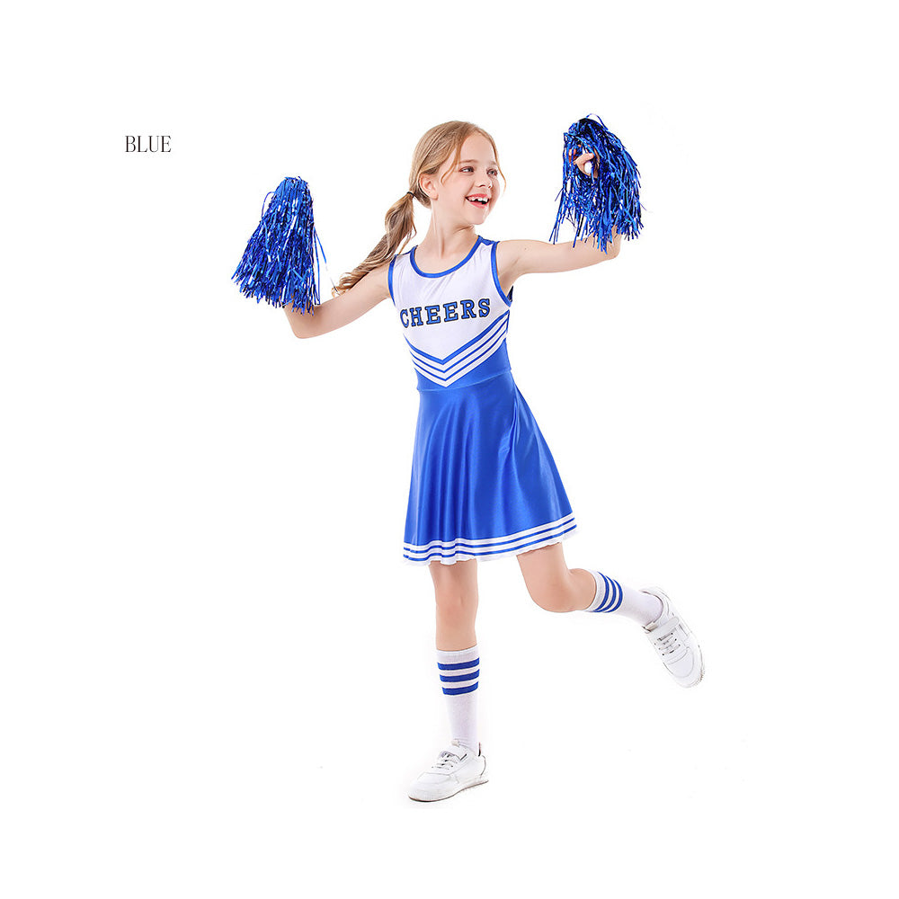 Tiny Cuddling Children's Cheerleader Costume Set - 5 Colors with Socks, Perfect for Stage Performances and Sports Events