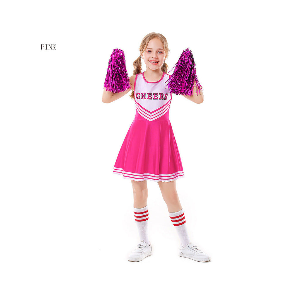 Tiny Cuddling Children's Cheerleader Costume Set - 5 Colors with Socks, Perfect for Stage Performances and Sports Events