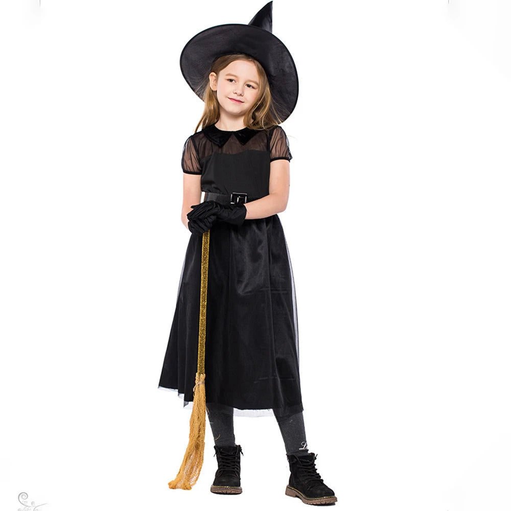 Tiny Cuddling Black Mesh Little Witch Costume for Girls | 2024 Halloween Costume