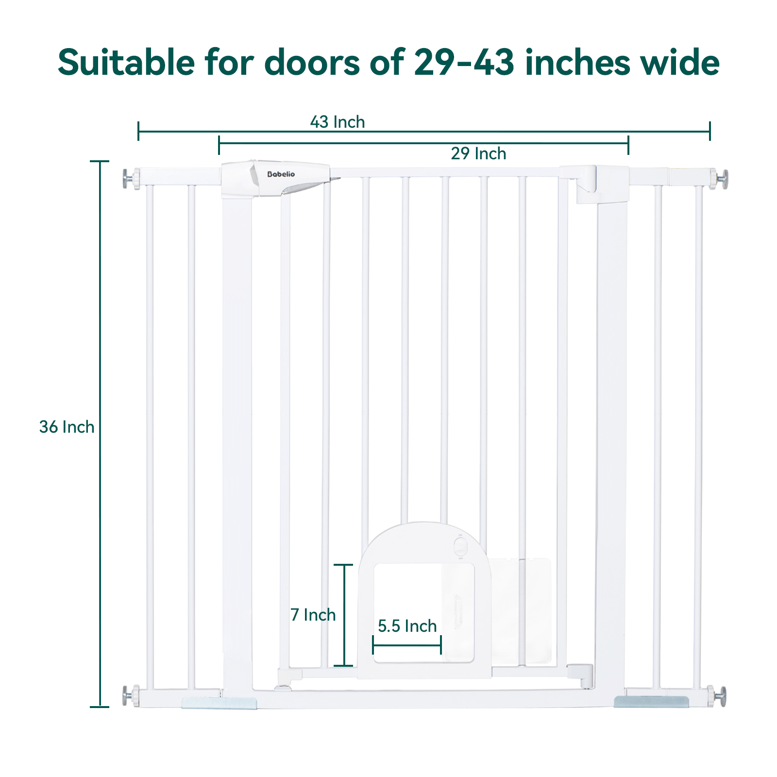 Babelio 29-55" W Fit Stylish Baby Bate with Cat Door | Privilege