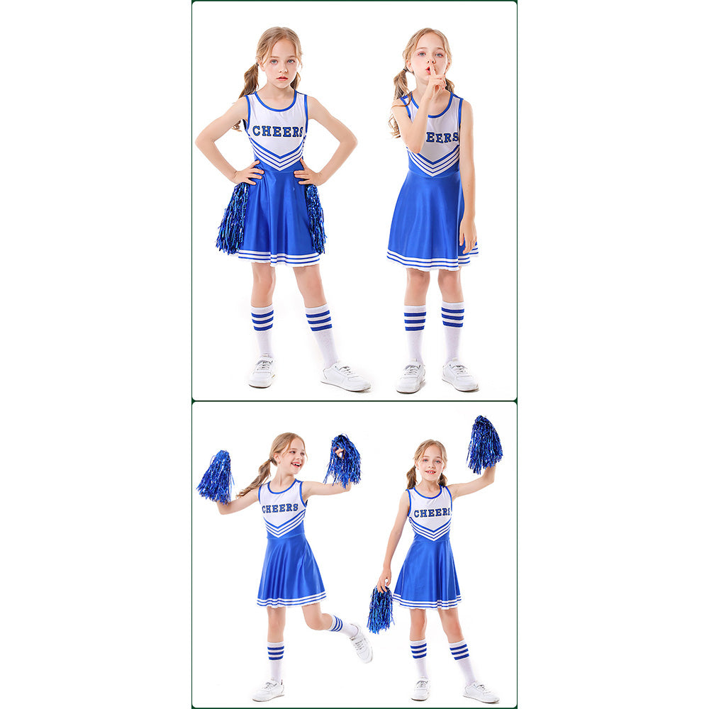 Tiny Cuddling Children's Cheerleader Costume Set - 5 Colors with Socks, Perfect for Stage Performances and Sports Events