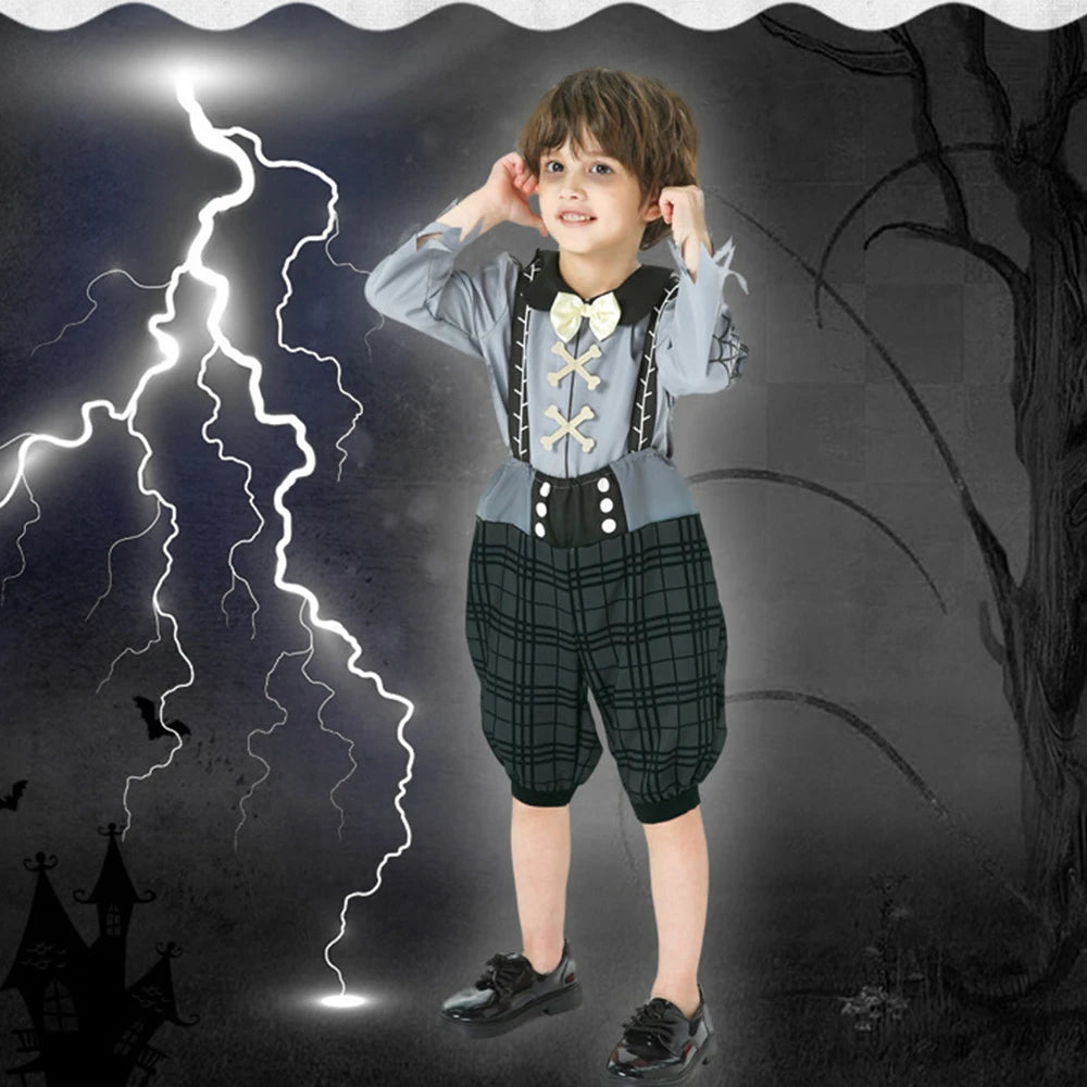 Tiny Cuddling Trickster Zombie Suspender Outfit for Boys | 2024 Halloween Costume