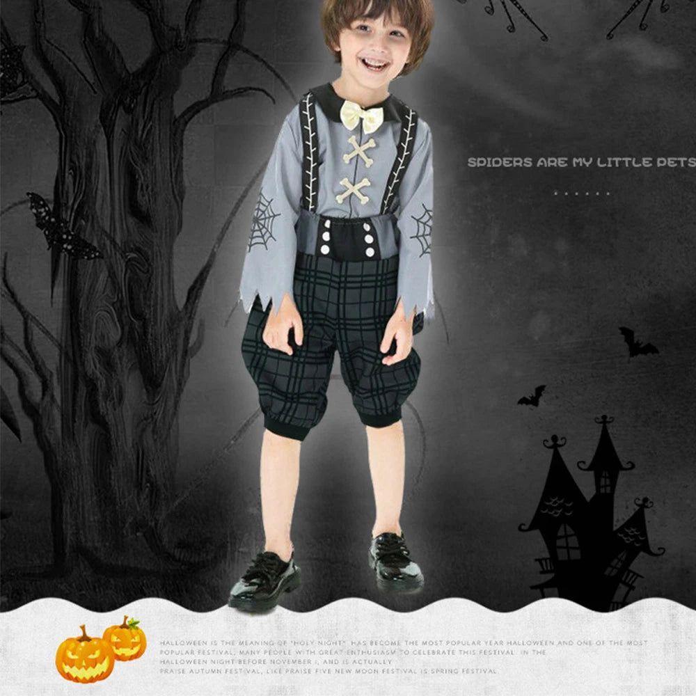 Tiny Cuddling Trickster Zombie Suspender Outfit for Boys | 2024 Halloween Costume