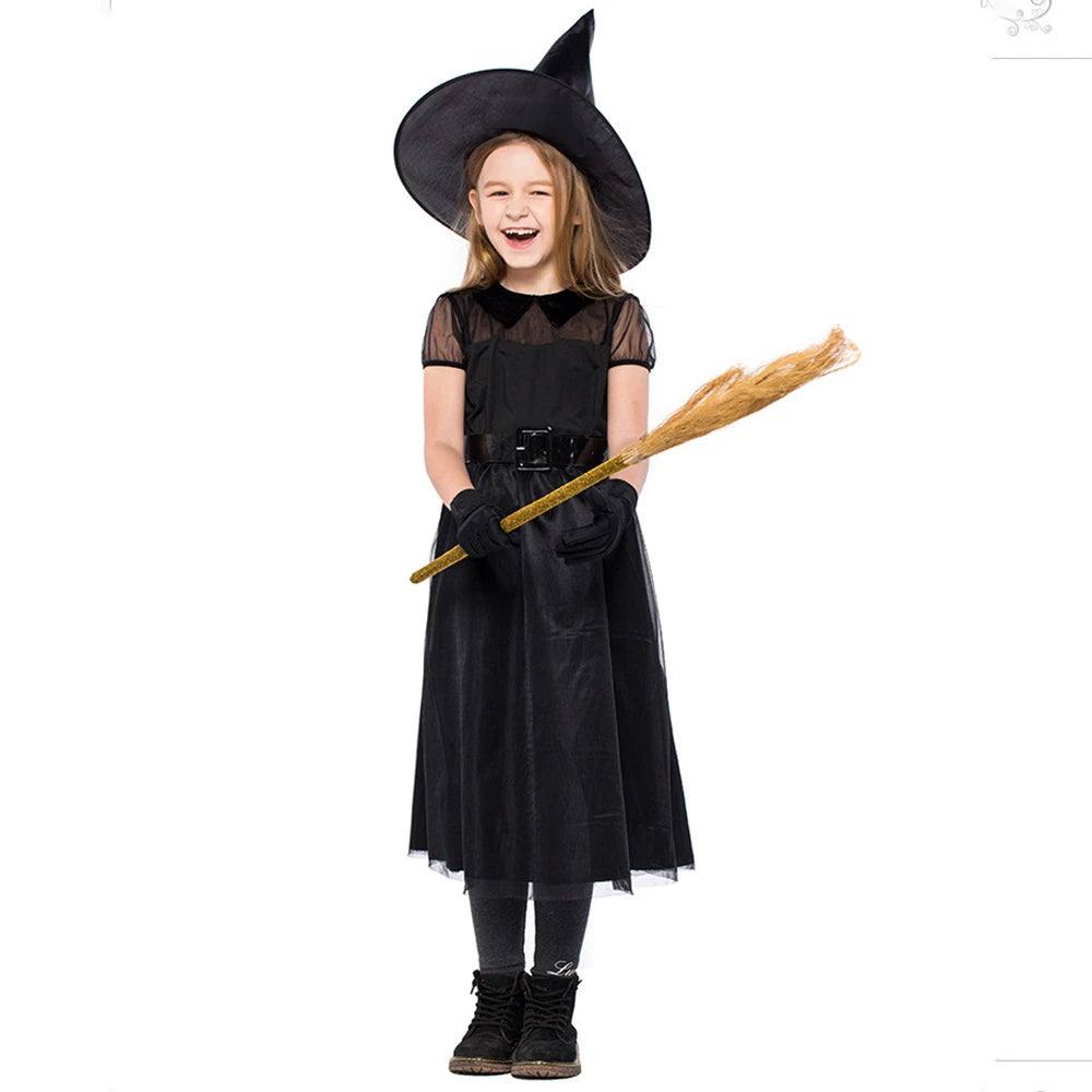 Tiny Cuddling Black Mesh Little Witch Costume for Girls | 2024 Halloween Costume