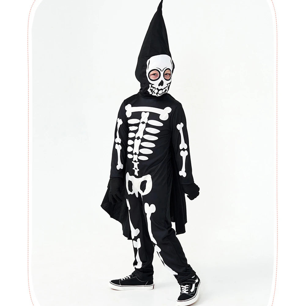 Tiny Cuddling White Skeleton Ghost Party Family Outfit for Boys | 2024 Halloween Costume