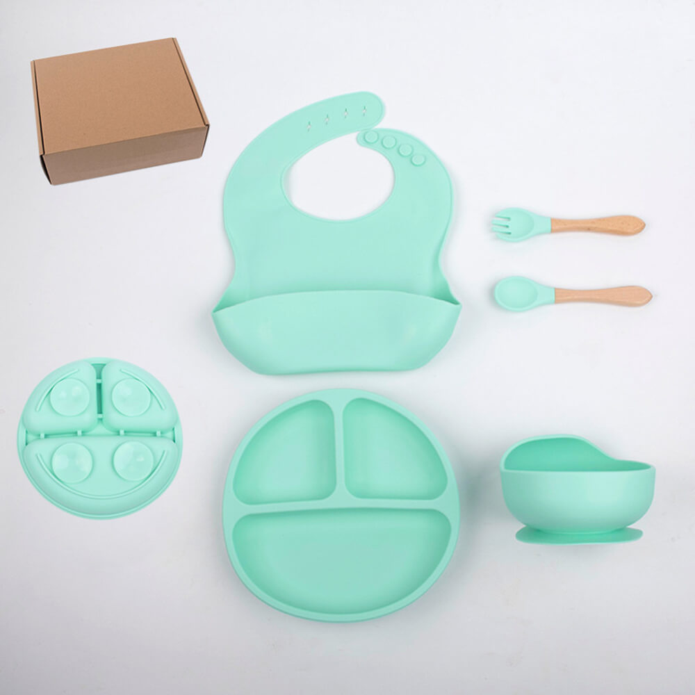 5-Piece Silicone Toddler Feeding Set with Suction Plate, Bowl, and Utensils