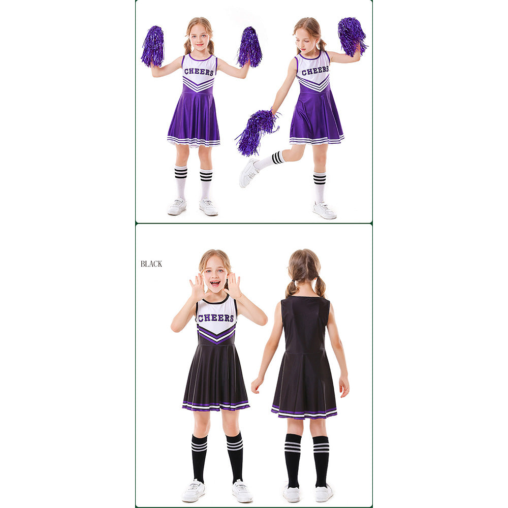 Tiny Cuddling Children's Cheerleader Costume Set - 5 Colors with Socks, Perfect for Stage Performances and Sports Events