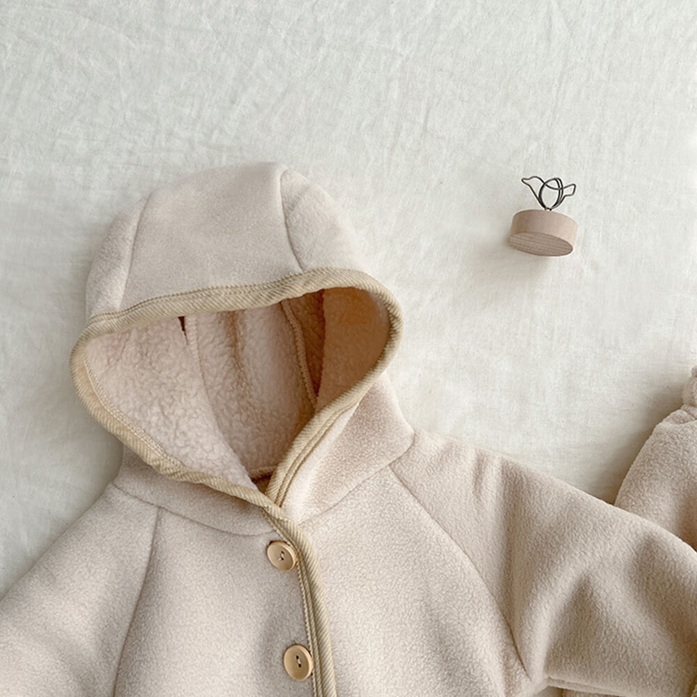 Tiny Cuddling 2023 Autumn Korean-Style Baby Outfit - Cozy Sherpa-Lined Hooded Jacket and Harem Pants Set