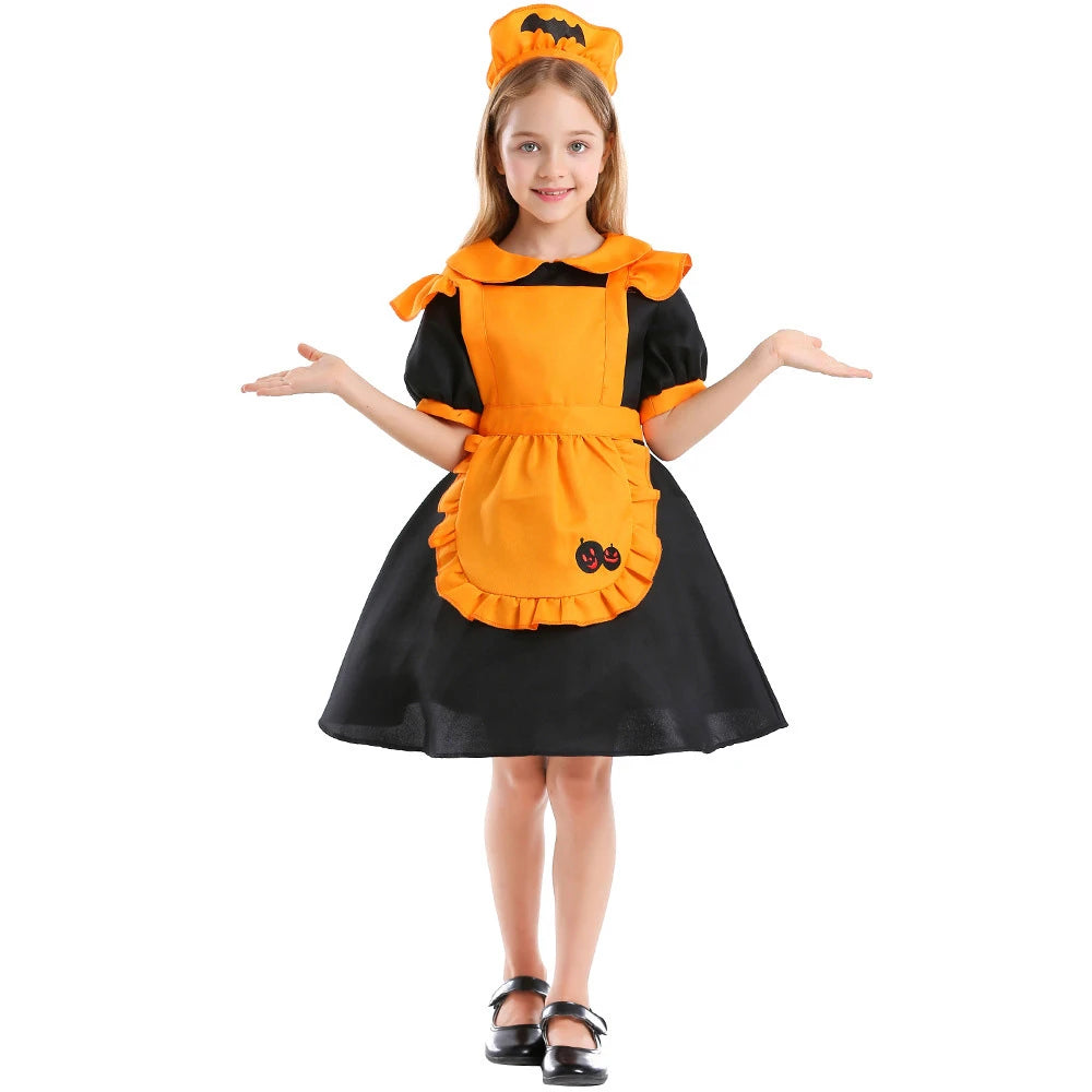 Tiny Cuddling Orange Pumpkin Maid Costume | 2024 Halloween Costume