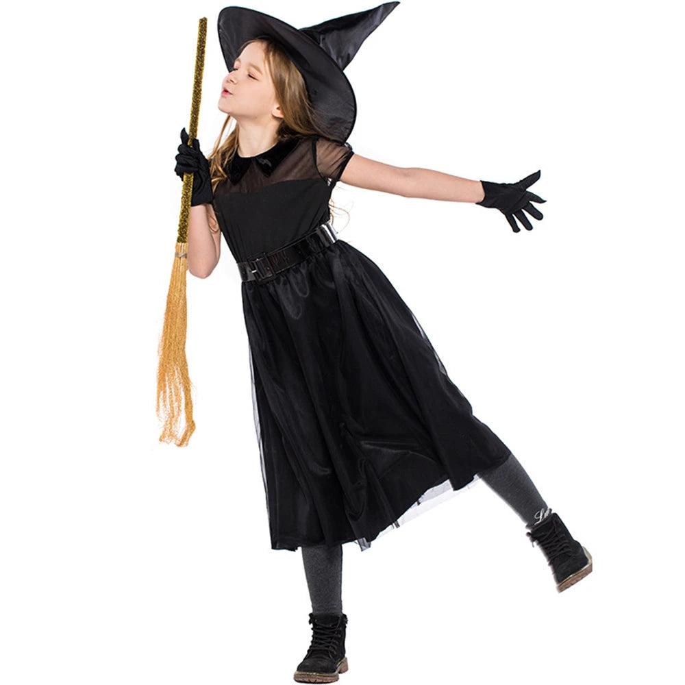 Tiny Cuddling Black Mesh Little Witch Costume for Girls | 2024 Halloween Costume