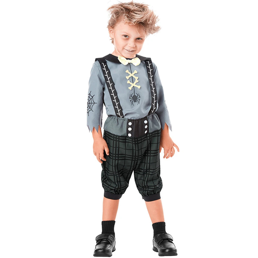 Tiny Cuddling Trickster Zombie Suspender Outfit for Boys | 2024 Halloween Costume