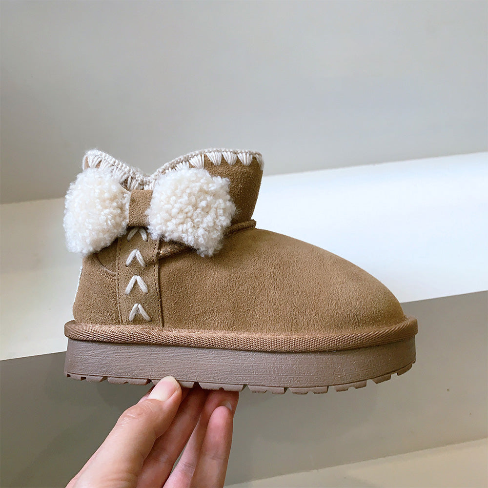 Tiny Cuddling Suede Girls' Snow Boots - Furry Lining for Winter Days