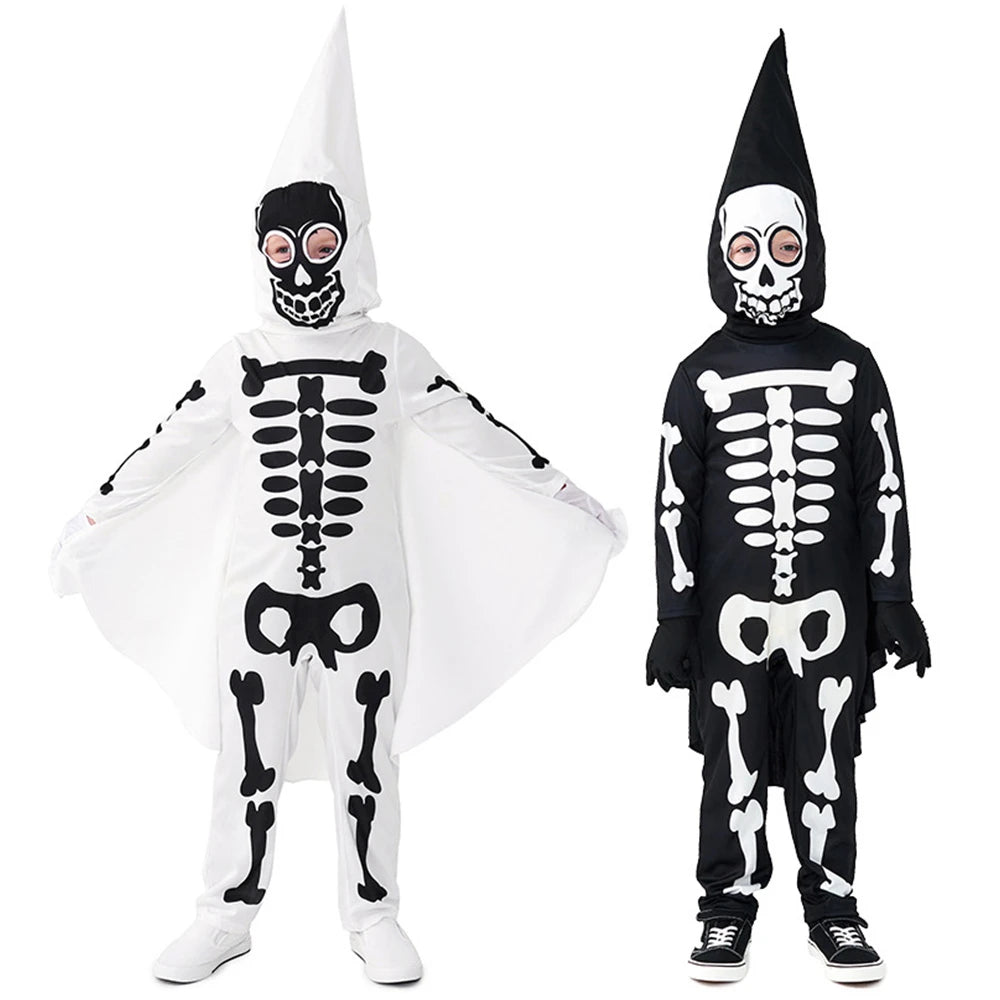 Tiny Cuddling White Skeleton Ghost Party Family Outfit for Boys | 2024 Halloween Costume