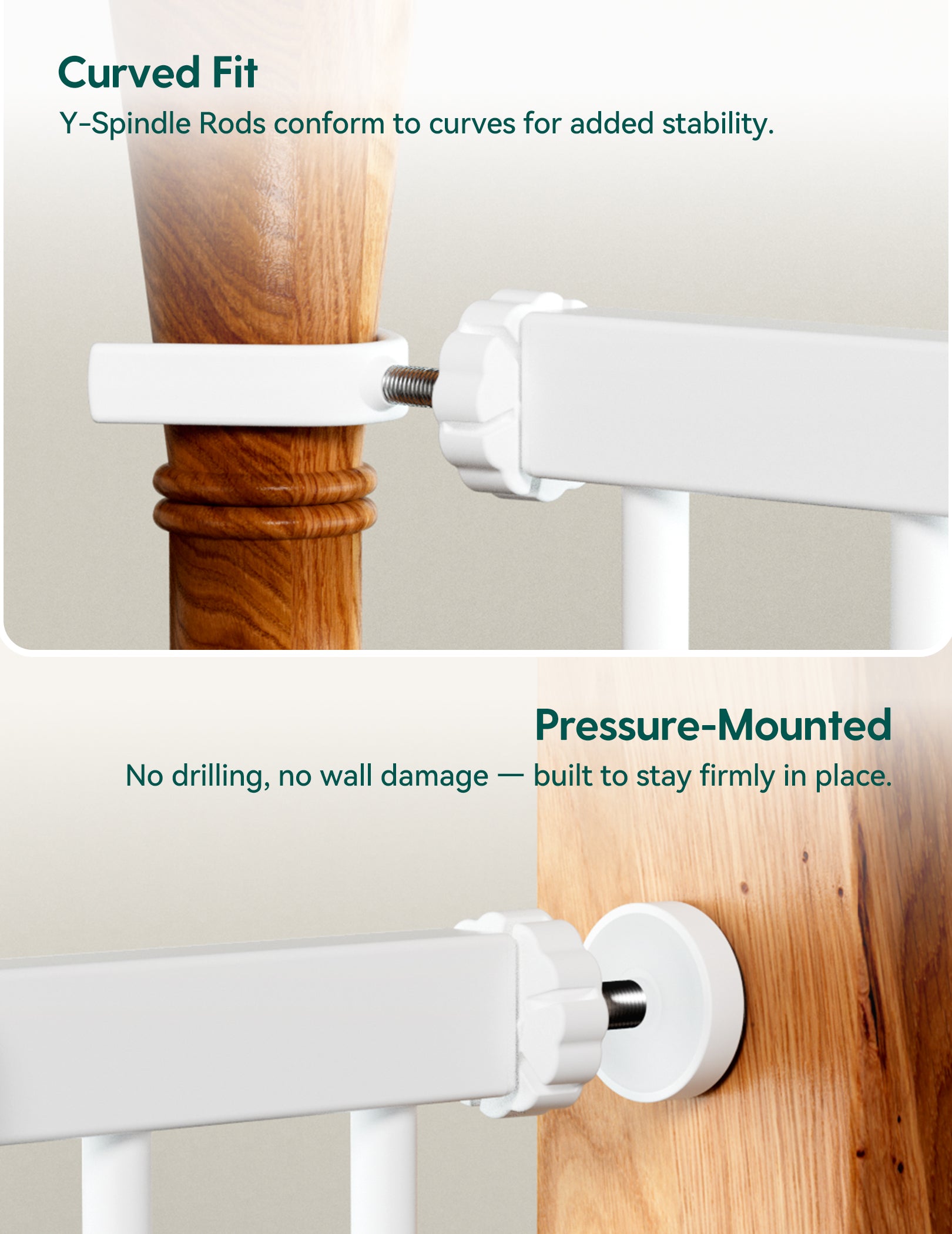 PressGuard P7 | Expandable Baby Gate Pressure Mounted Fits Standard to Wide