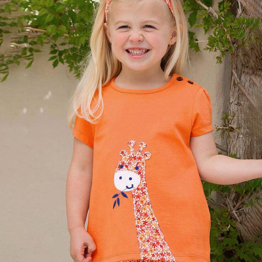 Tiny Cuddling Sunshine Giraffe Tee for Kids - Bright and Breezy Summer Fashion