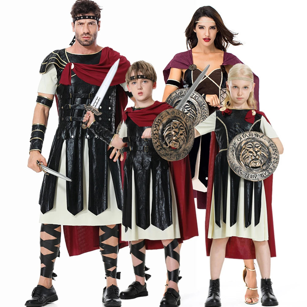 Tiny Cuddling Roman Gladiator Family Matching Costume | 2024 Halloween Costume